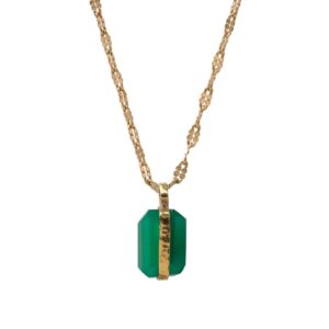 Gold Plated Necklace with Onyx Pendant