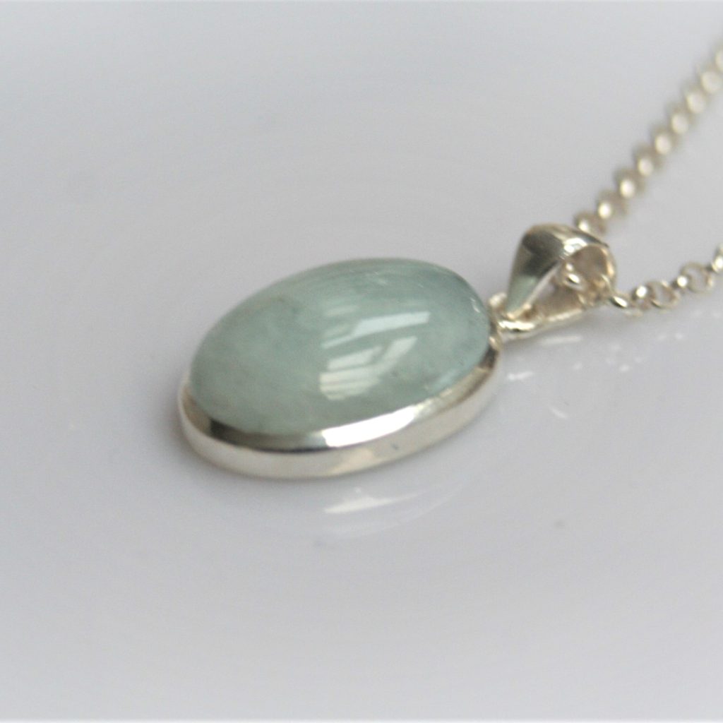 Aquamarine Silver Pendant Necklace