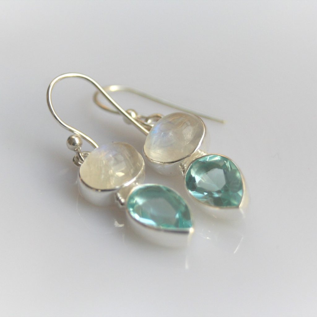 Silver Earrings with Semi Precious Gemstones