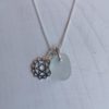 Seaglass pendant necklace, chakra charm silver necklace, beach glass jewellery, Silver sea glass pendant, made in London, made in Britain, Christmas gift for her, birthday gift, blue marble jewellery