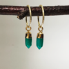 Gold Plated Hoop Earrings with Green Onyx
