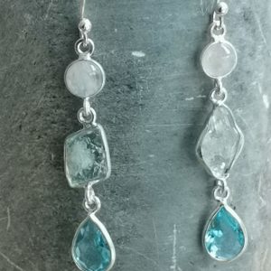 Gemstone earrings, handmade silver earrings, silver and gemstone handmade earrings,Silver dangle earrings