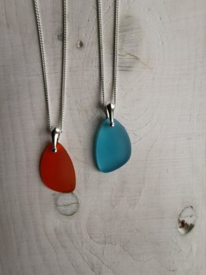 Seaglass and silver necklace