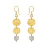 Triple Drop Gold Plated Moonstone Earrings
