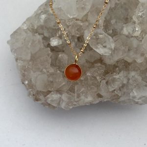 Carnelian Orange Pendant on Gold Plated Chain