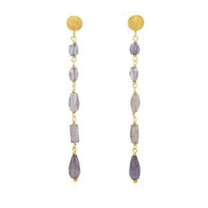 Long Drop Iolite Earrings