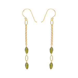 Peridot Earrings on Long Chain