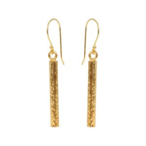 Long Hammered Bar Earrings