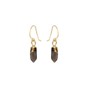 Gold Plated Smokey Quartz Earrings